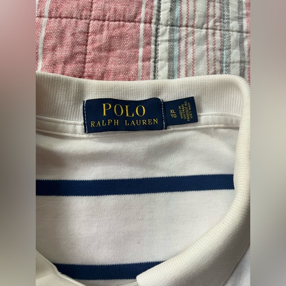 Polo Ralph Lauren Polo Shirt Size XL Short Sleeve White and Blue - Picture 2 of 2